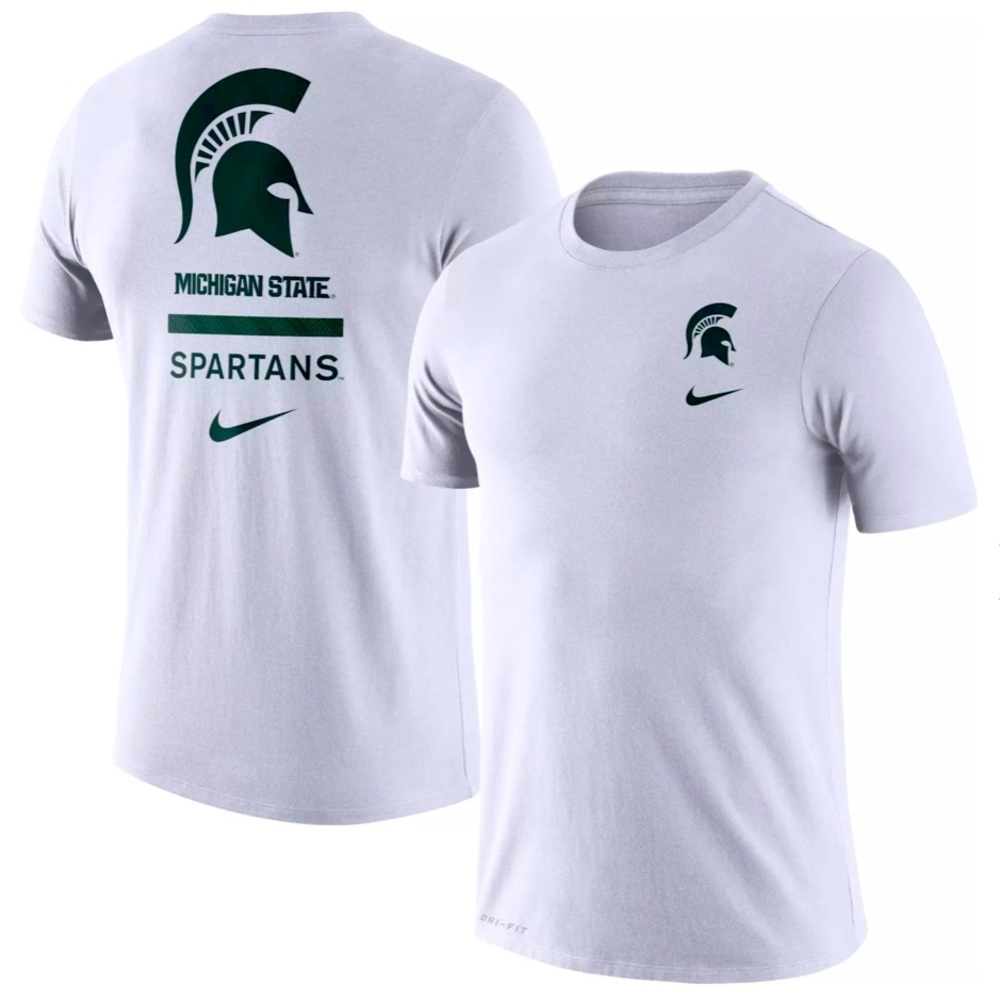 BRAND NEW Nike Men's Michigan State Spartans White Dri-FIT Cotton DNA T-Shirts